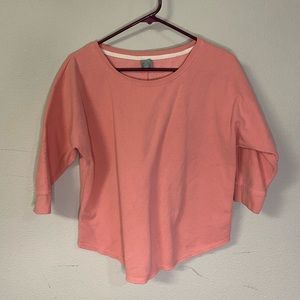Pink Cropped Crew Neck Sweatshirt